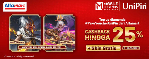 Dapatkan Soul Vessels Skin Series Terbaru! – Top Up #PakeVoucherUniPin dari Alfamart BONUS CASHBACK Hingga 25% + SKIN GRATIS!